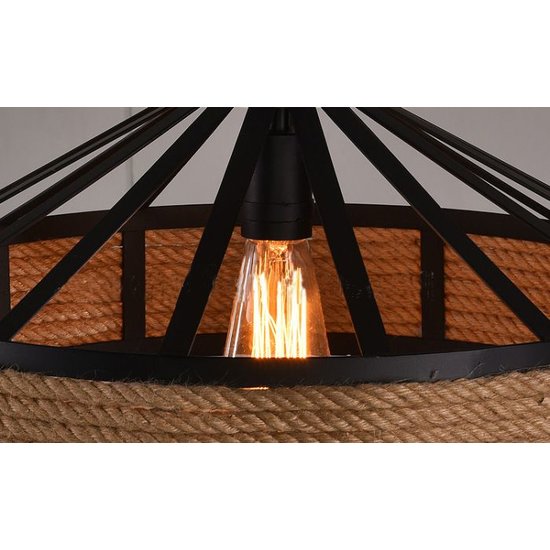 Lampe suspendue industrielle avec corde 43 cm de diamètre E27
