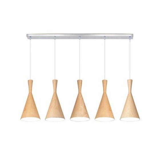 Lustre design métal bois E27x5 1,1m long