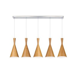 Lustre design métal bois E27x5 1,1m long