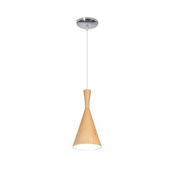Design hanglamp metaal houtkleur E27 19cm diameter