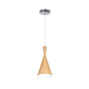 Conical pendant light metal wood colour E27 19cm Ø