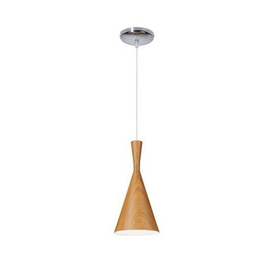 Design hanglamp metaal houtkleur E27 19cm diameter
