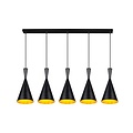 Linea Verdace Clessidra suspension au-dessus de table à manger, métal conique, 5x E27 (ampoules non incl.), noir-doré, 110 cm, IP20