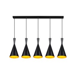 Clessidra hanglamp conisch metaal E27x5 zwart-goud 110cm