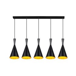 Clessidra pendant light conical metal E27x5 black-gold 110cm