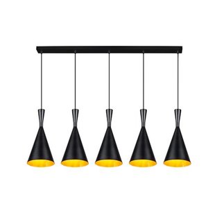 Clessidra pendant light conical metal E27x5 black-gold 110cm