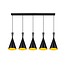 Linea Verdace Clessidra hanglamp boven eettafel, metaal conisch, 5x E27 (lampen excl.), zwart-goud, 110 cm, IP20