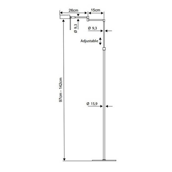 Lámpara de pie diseño latón gris orientable 142cm Alt.