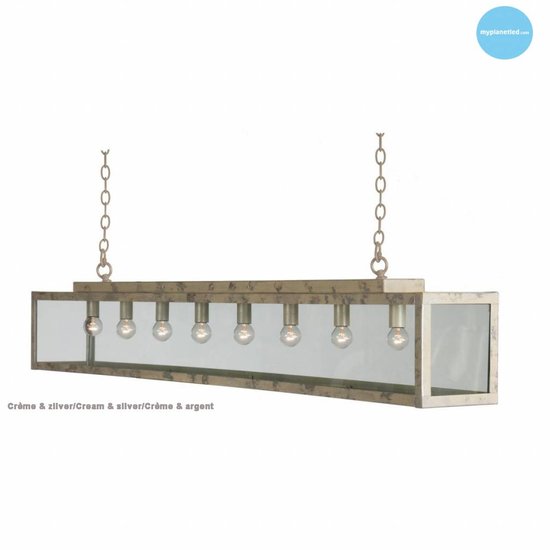 Lustre verre rustique blanc, beige, plomb, taupe, or 150cm