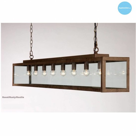 Hanglamp glas beige, wit, lood, taupe, goud landelijk 150cm