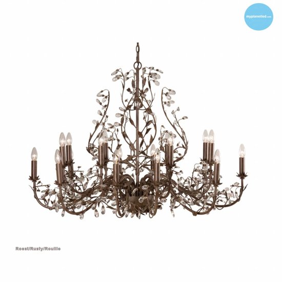 Hanglamp kroonluchter met kaarsen 7 kleuren E14x18