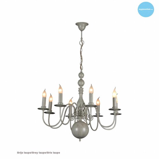 Hanglamp kroonluchter zwart, wit, beige, grijs 85cm E14x8