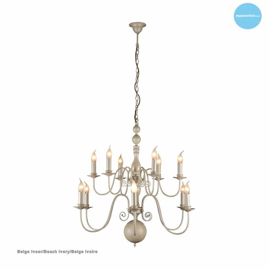 Hanglamp kroonluchter wit, zwart, grijs E14x12 85cm