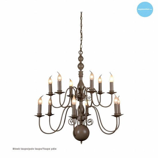 Hanglamp kroonluchter wit, zwart, grijs E14x12 85cm