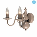 Klassieke wandlamp kandelaar beige, taupe E14x2