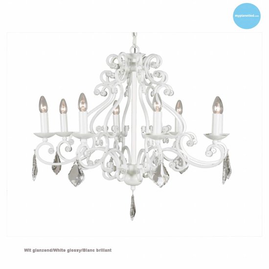 Hanglamp kroonluchter zwart, grijs, wit E14x8 82cm Ø