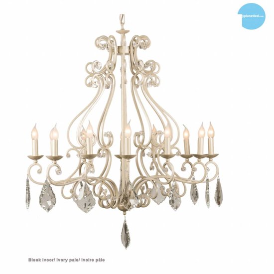 Hanglamp kroonluchter zwart, grijs, wit E14x12 105cm