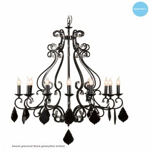 Chandelier pendant light black grey, white E14x12 105cm