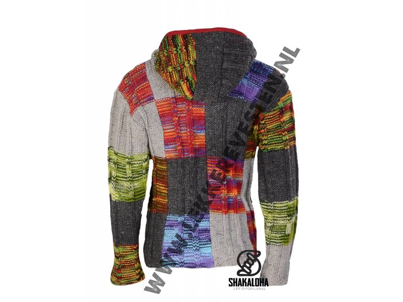 Shakaloha Rib Patchwork Multi Colored Wollen Dames Vest Nepal