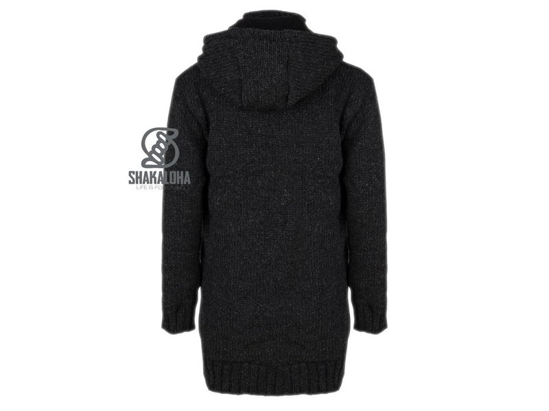 Shakaloha Woodcord Antraciet gebreid wollen dames vest met fleece binnenvoering