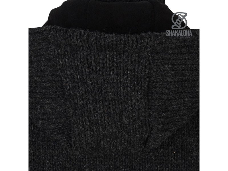 Shakaloha Woodcord Antraciet gebreid wollen dames vest met fleece binnenvoering