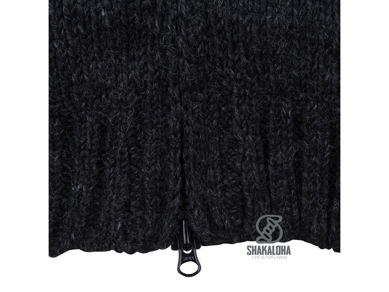 Shakaloha Woodcord Antraciet gebreid wollen dames vest met fleece binnenvoering