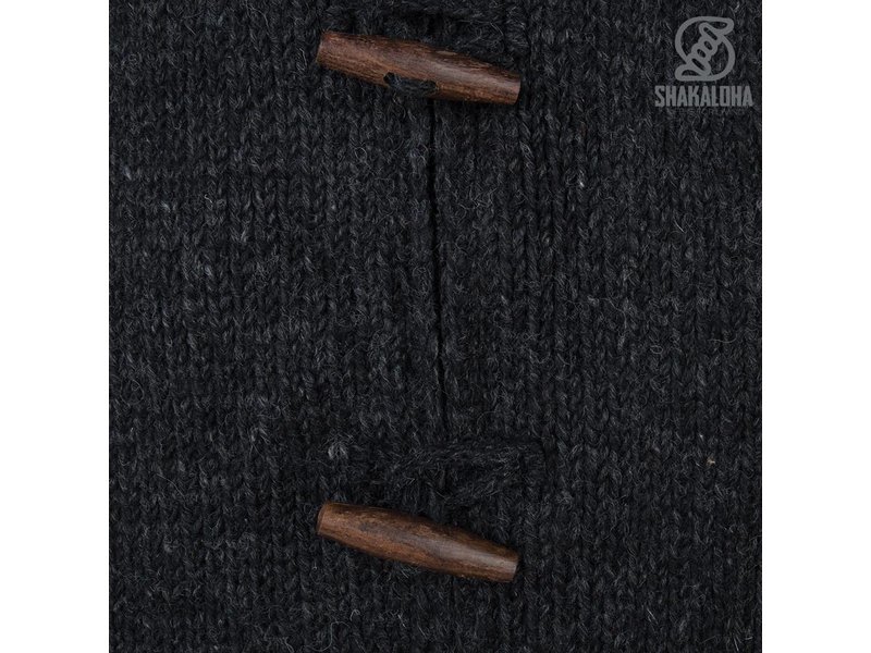 Shakaloha Woodcord Antraciet gebreid wollen dames vest met fleece binnenvoering