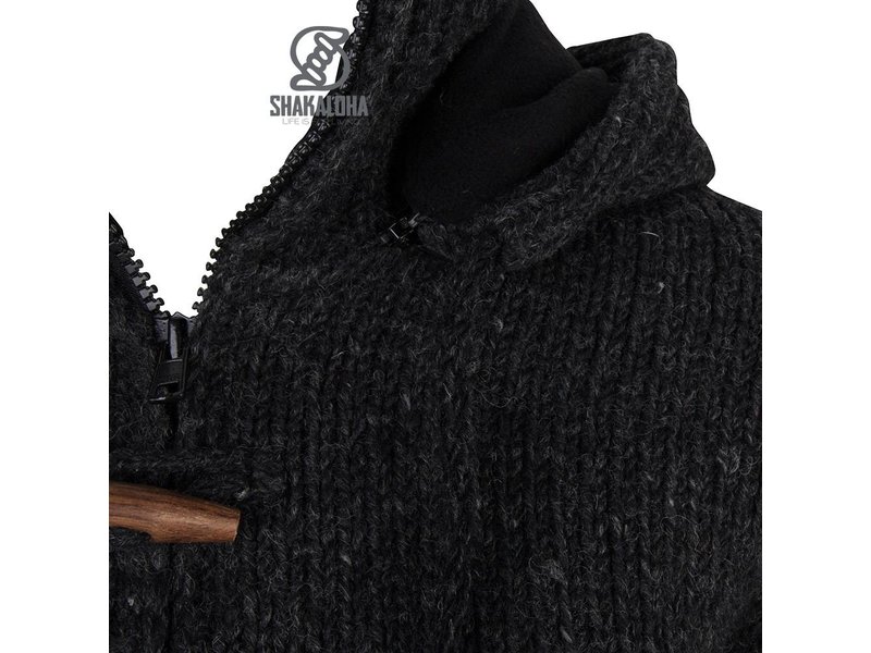 Shakaloha Woodcord Antraciet gebreid wollen dames vest met fleece binnenvoering