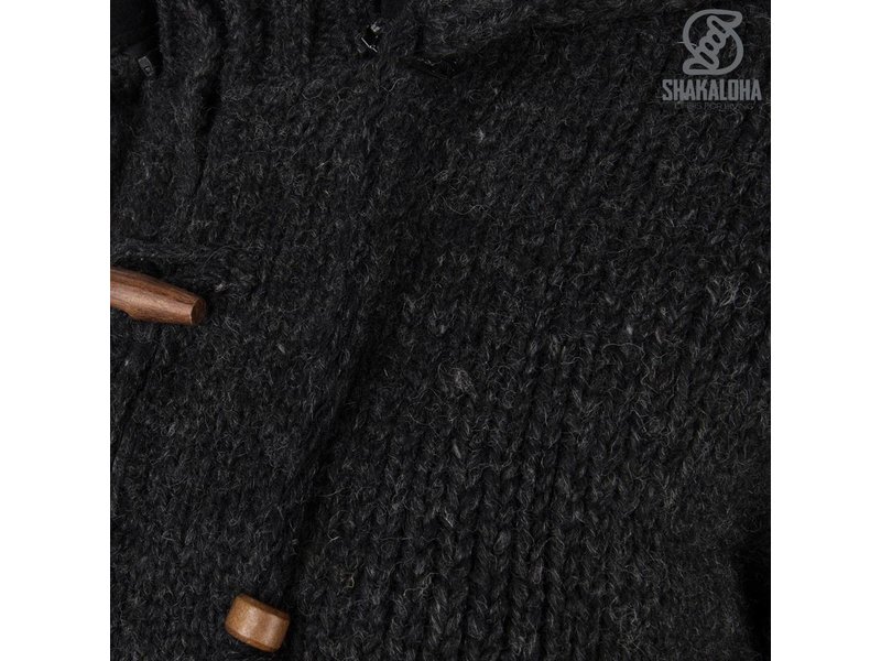 Shakaloha Woodcord Antraciet gebreid wollen dames vest met fleece binnenvoering