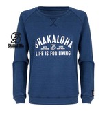 Shakaloha Women's Sweater Crew Blue - Organic Cotton with Shakaloha print