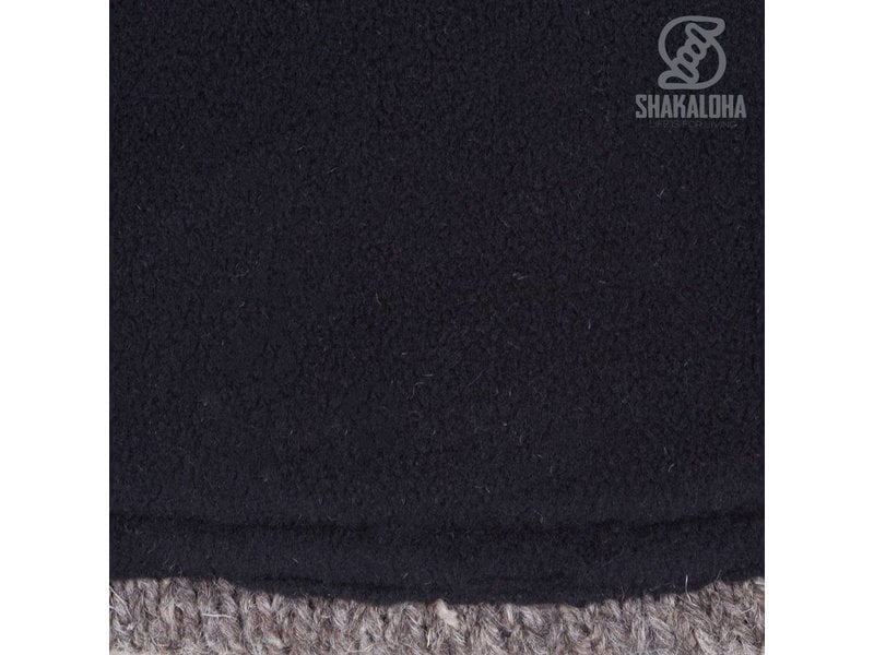 Shakaloha Fleece gevoerd gebreid wollen vest met schuine banen in beige, donker bruin en lichtbruin