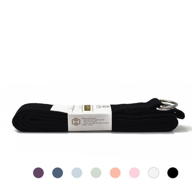 Cotton Yoga Strap - Beautiful Black - Black - 250 cm