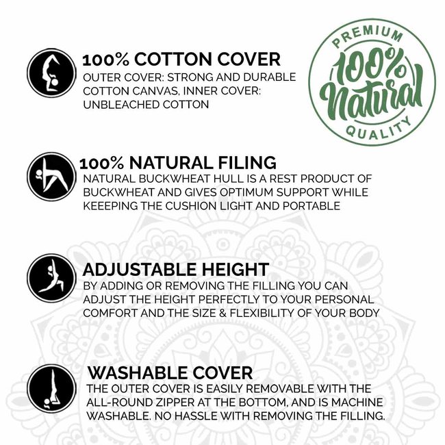 Meditationskissen │ Rund │ Baumwolle & Buchweizenfüllung │ Blau