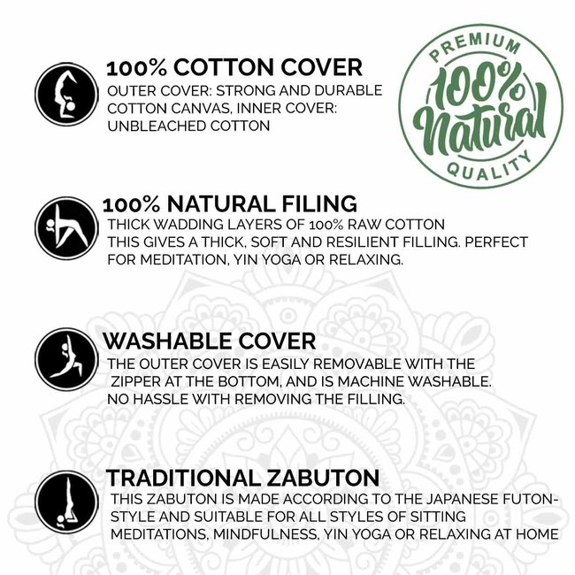 Meditation Mat │ Zabuton │ 100% Cotton │ Black