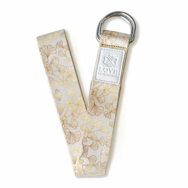 Love Generation Full Color Yoga Strap - Golden Flowers