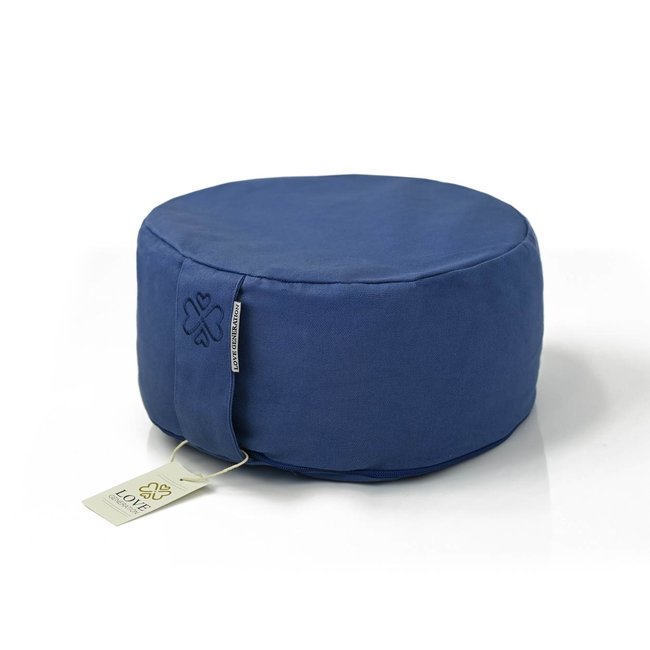 Rundes Meditationskissen | Denim Blue | Baumwolle | ⌀30cm - 15cm