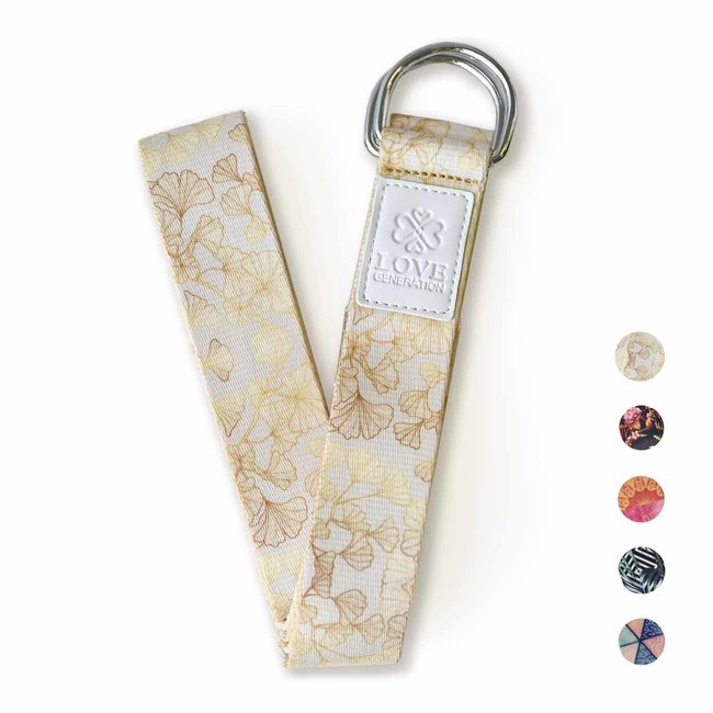 Love Generation Full Color Yoga Strap - Golden Flowers