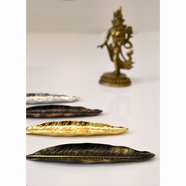 Incense burner Metal - Leaf - Silver