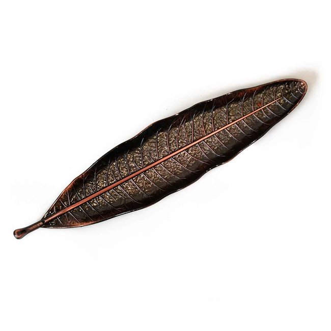 Incense burner Metal  - Leaf - Pink Bronze