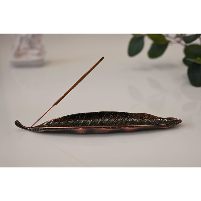 Weihrauchbrenner Metall - Blatt - Rosa Bronze