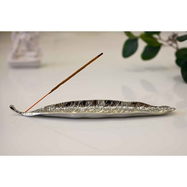 Incense burner Metal - Leaf - Silver