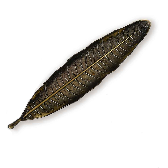 Incense burner Metal - Leaf - Green Bronze