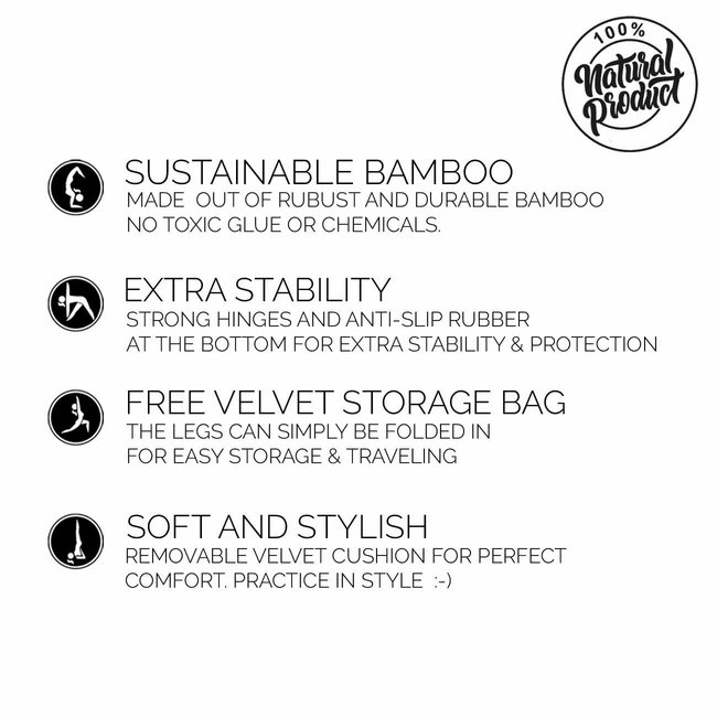 Meditatiebankje │ Bamboe │ Inklapbaar │ Velvet Kussen │ Taupe