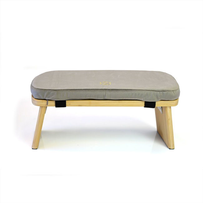 Meditationsbank │ Bambus │ Faltbar │ Samtkissen │ Taupe