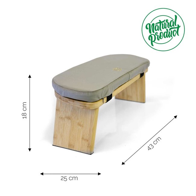 Meditation Bench │ Bamboo │ Foldable │ Velvet Cushion │ Taupe