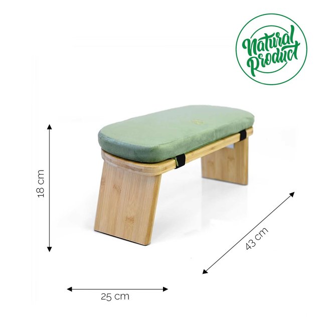 Meditation Bench │ Bamboo │ Foldable │ Velvet Cushion │ Sage Green