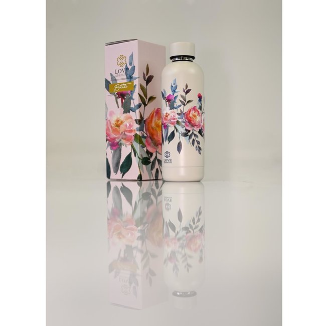 Water bottle - Drinking bottle - 500 ml - Thermos - Precious Pink Flowers