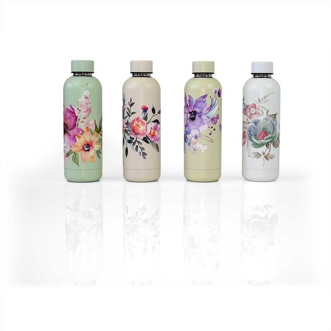 Wasserflasche - Trinkflasche - 500 ml - Isoliert - Precious Pink Flowers