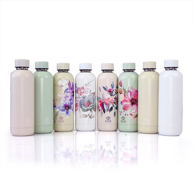 Wasserflasche - Trinkflasche - 500 ml - Isoliert - Precious Pink Flowers
