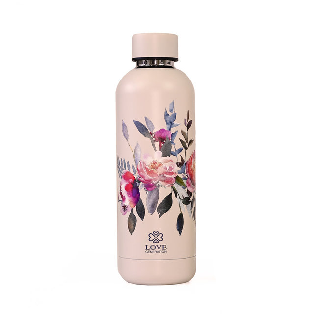 Water bottle - Drinking bottle - 500 ml - Thermos - Precious Pink Flowers
